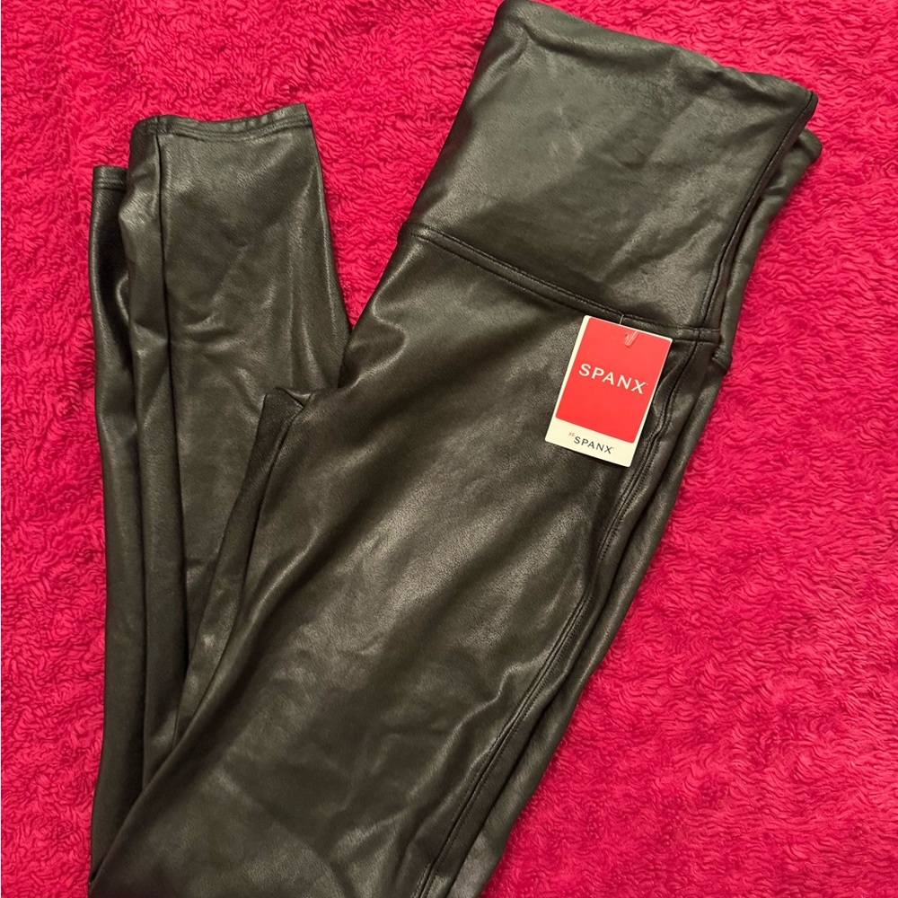 SPANX black faux leather leggings